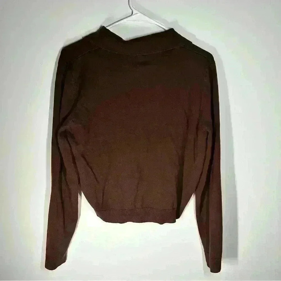 Joie brown long sleeve collared shirt. Cropped. - Picture 2 of 4